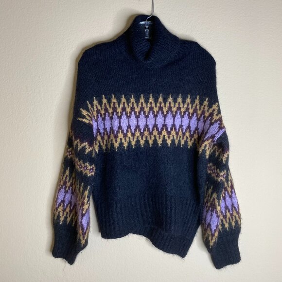 a.l.c. tracey fair isle alpaca turtleneck sweater